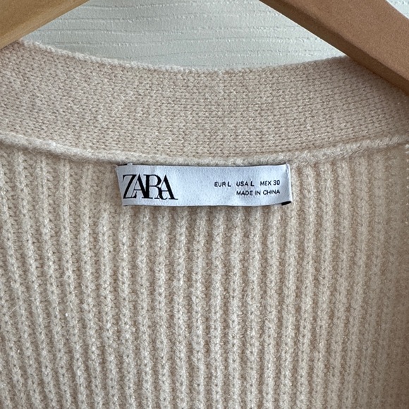 NWOT Zara Kimono Style Cream Knit Cardigan Sweater - Picture 5 of 8